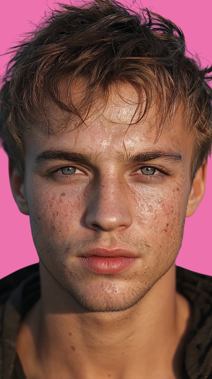 After skin texture fix: The same portrait with realistic, non-glossy skin