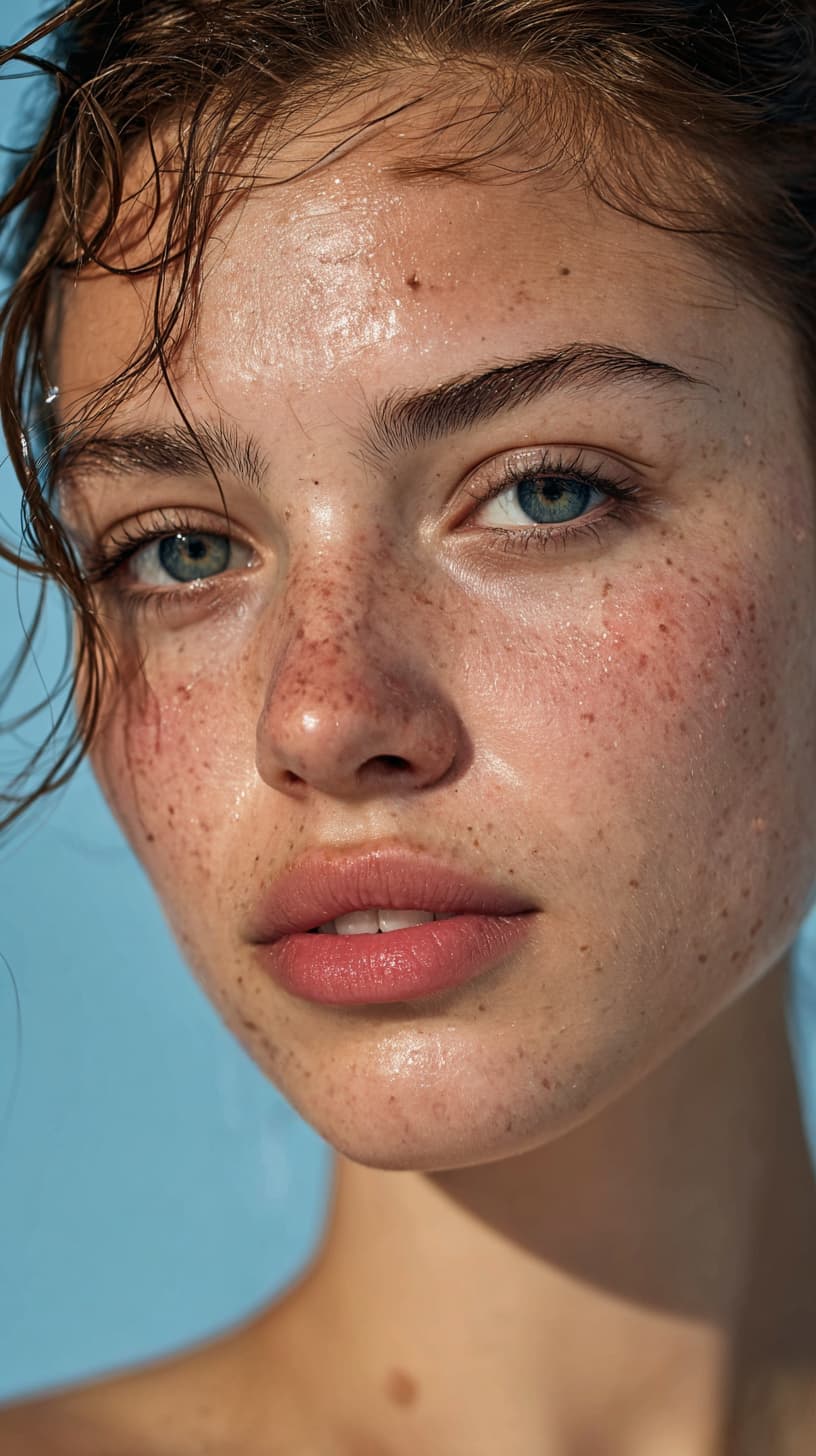 AI-enhanced portrait of a woman with natural, realistic skin