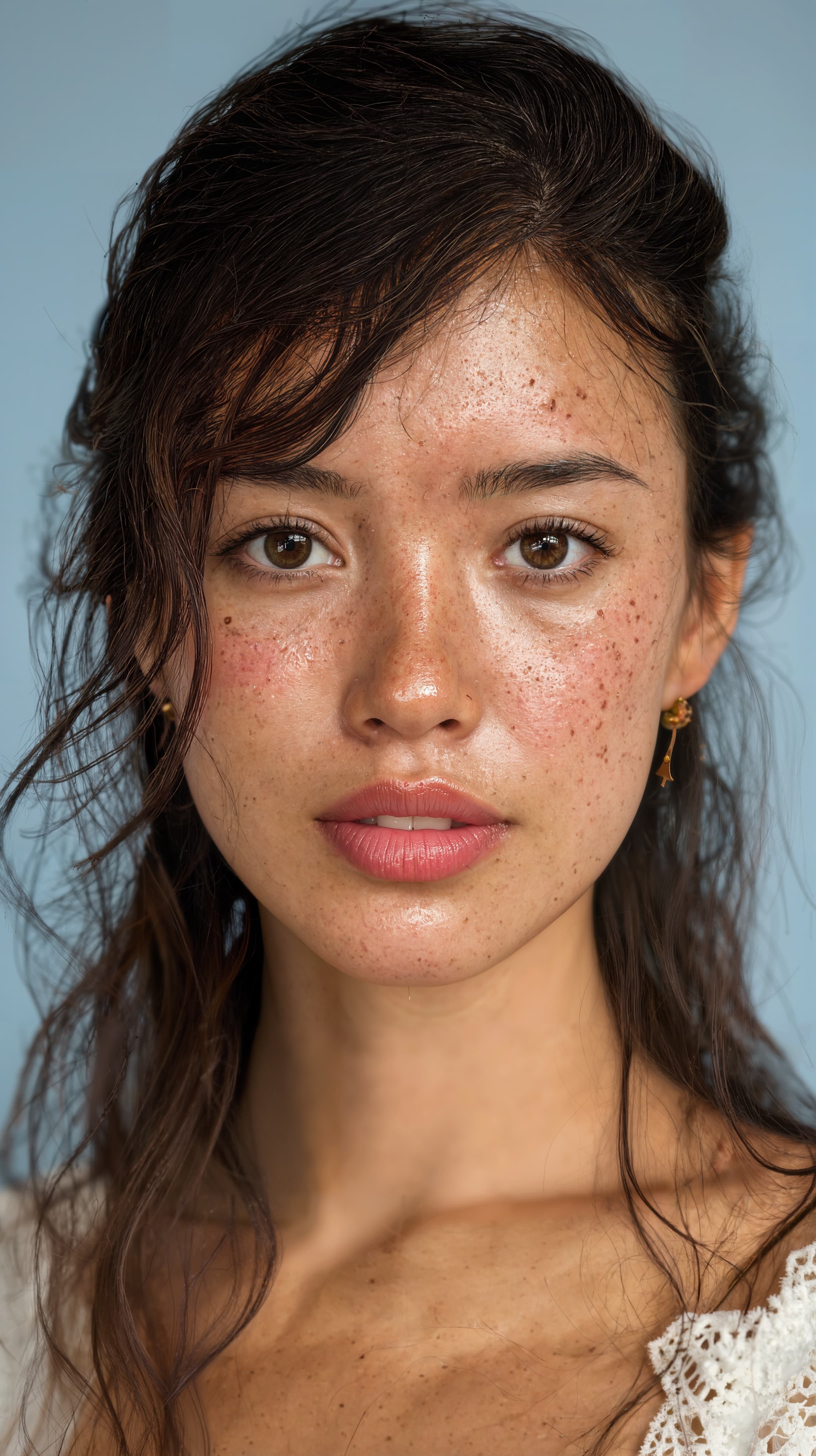 Ultra detailed 8K skin texture transformation on a portrait